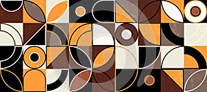 abstract geometric background pattern, retro style, with circles, semicircle, squares, lines, paint strokes and splashes