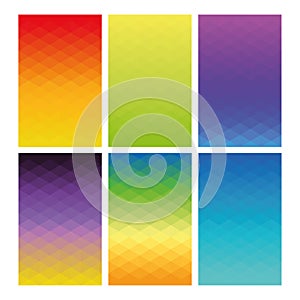 Abstract geometric background pattern. Set of 6 vector lowpoly gradient backdrops