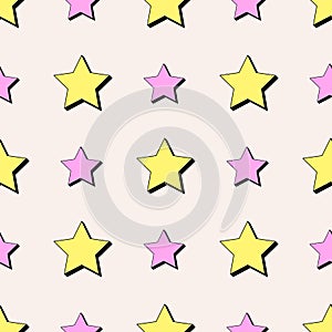 Abstract geometric background with pink and yellow stars