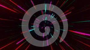 Abstract geometric background of radial lines. Dataflow tunnel. Explosive star. Movement effect. Background. 3D