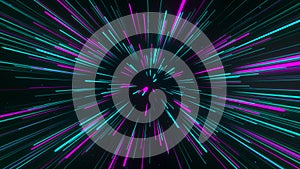 Abstract geometric background of radial lines. Dataflow tunnel. Explosive star. Movement effect. Background. 3D