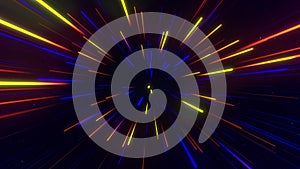 Abstract geometric background of radial lines. Dataflow tunnel. Explosive star. Movement effect. Background. 4k