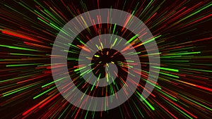 Abstract geometric background of radial lines. Dataflow tunnel. Explosive star. Movement effect. Glowing Lines concept