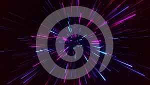 Abstract geometric background of radial lines. Dataflow tunnel. Explosive star. Movement effect. Glowing Lines concept