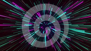 Abstract geometric background of radial lines. Dataflow tunnel. Explosive star. Movement effect. Glowing Lines concept