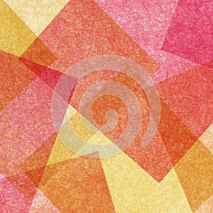 Abstract geometric background in red orange yellow and pink with texture, layers of triangle shapes in modern art style background