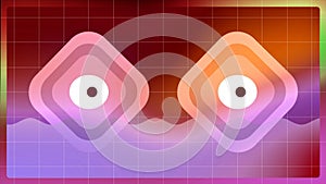 Abstract geometric background with squares, ovals, and circles imitating human eyes. Motion. Expressing emotions through