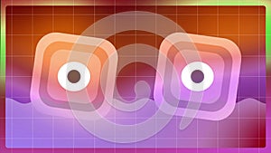 Abstract geometric background with squares, ovals, and circles imitating human eyes. Motion. Expressing emotions through