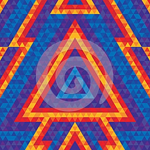 Abstract geometric background - vector seamless pattern for dance party poster and flyer. Pyramide triangle figures.