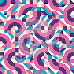 Abstract geometric background vector seamless pattern in fashion retro style design for fabric, paper print and website backdrop