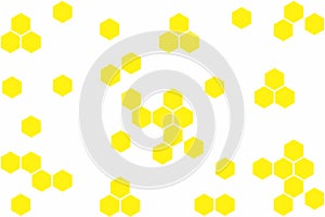 Abstract geometric background with yellow hexagons on white background. Seamless texture with honeycomb