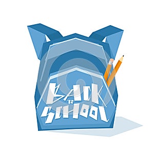 Abstract geometric backpack with pencil text of Back to School.