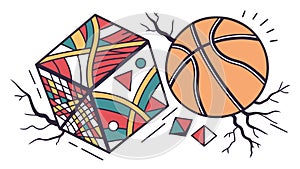 Abstract Geometric Basketball Composition Vector, vector design Generative AI