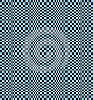 Abstract geometric black blue pattern with square. Illusion background.