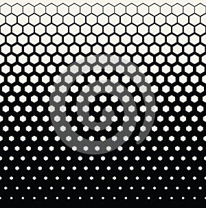 Abstract geometric black and white graphic halftone hexagon pattern background