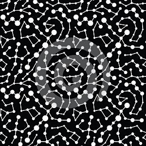 Abstract geometric black and white stars constellation pattern