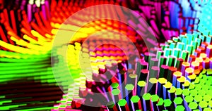 abstract of geometric block with colorful glowing by 3d render