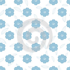 Abstract Geometric Blue Blossom Flower Flat Vector Pattern