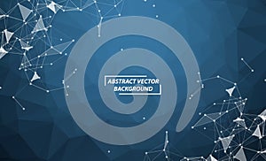 Abstract Geometric Blue Polygonal background molecule and communication. Connected lines with dots. Concept of the science,