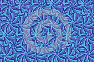 Striped shapes with rays. Abstract geometric seamless pattern. Vector