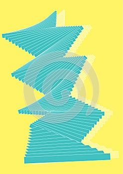 Abstract geometric blue zigzag with 3d effect on yellow background