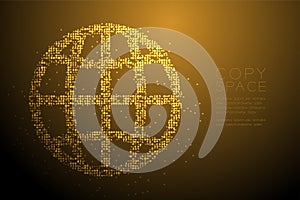 Abstract Geometric Bokeh circle dot pixel pattern Network icon shape, concept design gold color illustration