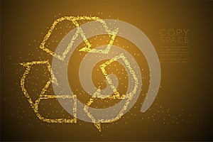 Abstract Geometric Bokeh circle dot pixel pattern Recycle sign, environment conservation concept design gold color illustration