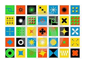 Abstract geometric bold shapes. Basic primitive bauhaus blocks, funky geometry form simple pattern. Vector illustration