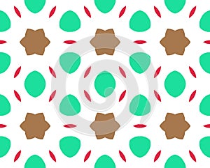 Abstract geometric brown flowers green leaf background seamless pattern illustrators