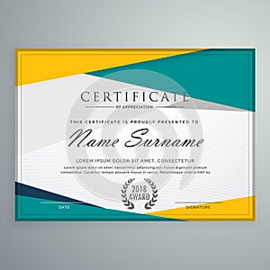 Abstract geometric certificate template design