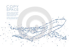 Abstract Geometric Circle dot pixel pattern Airplane shape, transportation concept design blue color illustration