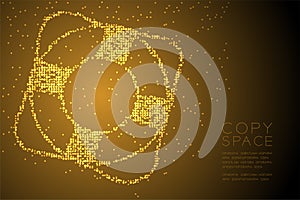 Abstract Geometric Circle dot pixel pattern Lifebuoy shape, aquatic and marine life concept design gold color illustration