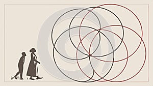 Abstract geometric circles, interconnected pattern, modern design element vector design Generative AI