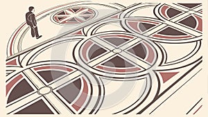 Abstract Geometric Circular Pattern for Modern Interconnectedness, vector design Generative AI