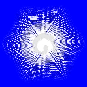 abstract geometric circular pattern of thin lines flying from the center on a blue background