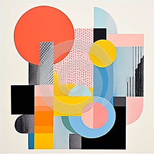 Abstract Geometric Collage: Bold Color-blocked Wall Art Prints photo
