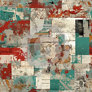 Abstract Geometric Collage with Grunge Textures and Urban Influence