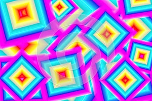 Abstract geometric colorful chaotic square frame pattern