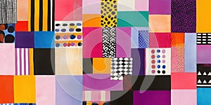 Abstract geometric colorful pattern with vibrant blocks rectangles