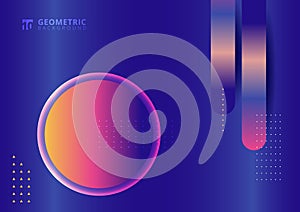 Abstract geometric colorful vibrant color on blue background with circle label shapes gradient elements bright color