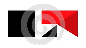 Abstract Geometric Composition, Black Square Red Triangle Vector, vector design Generative AI