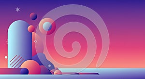 Modern Abstract Geometric Shapes on Vibrant Gradient Background