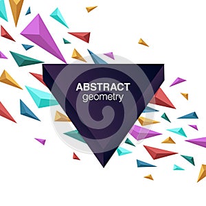 Abstract geometric composition with 3d shapes and copy space