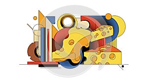 Abstract Geometric Composition Featuring Cheese Elements