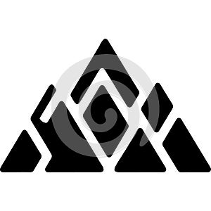 The abstract geometric composition featuring interconnected triangular shapes forming a mountainlike structure