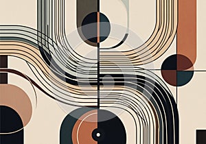 Abstract geometric composition featuring overlapping circles,
