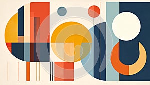 Abstract geometric composition featuring overlapping circles, re
