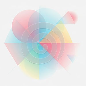 Include circles, triangles, and intersecting lines on a white