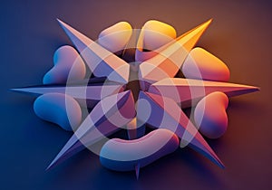 Abstract geometric composition featuring sharp, angular