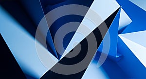 Abstract geometric composition featuring sharp, angular shapes in varying shades of